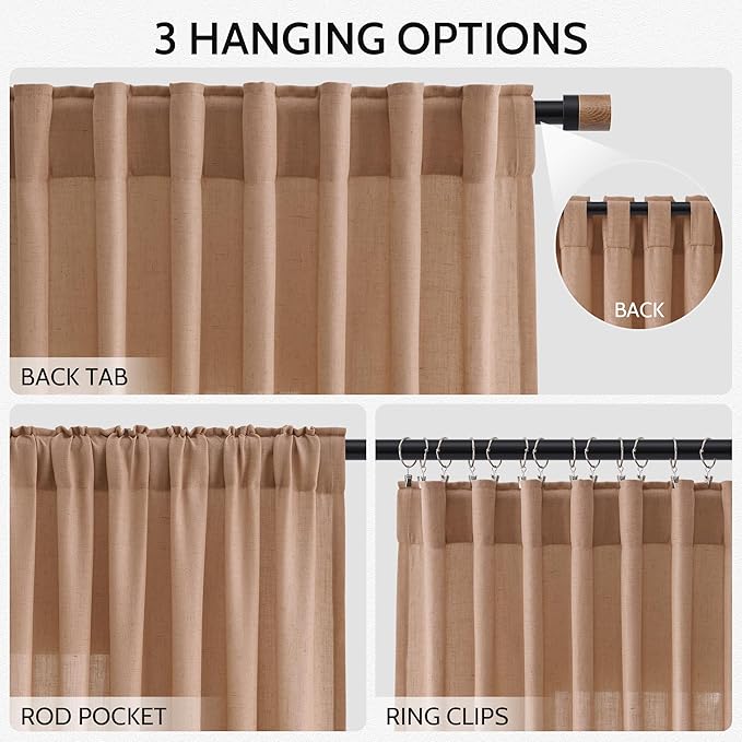 Nanspring Linen Curtains 108 Inches - Image 2