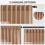 Nanspring Peach Linen Curtains 96 Inches Long Set - Image 2