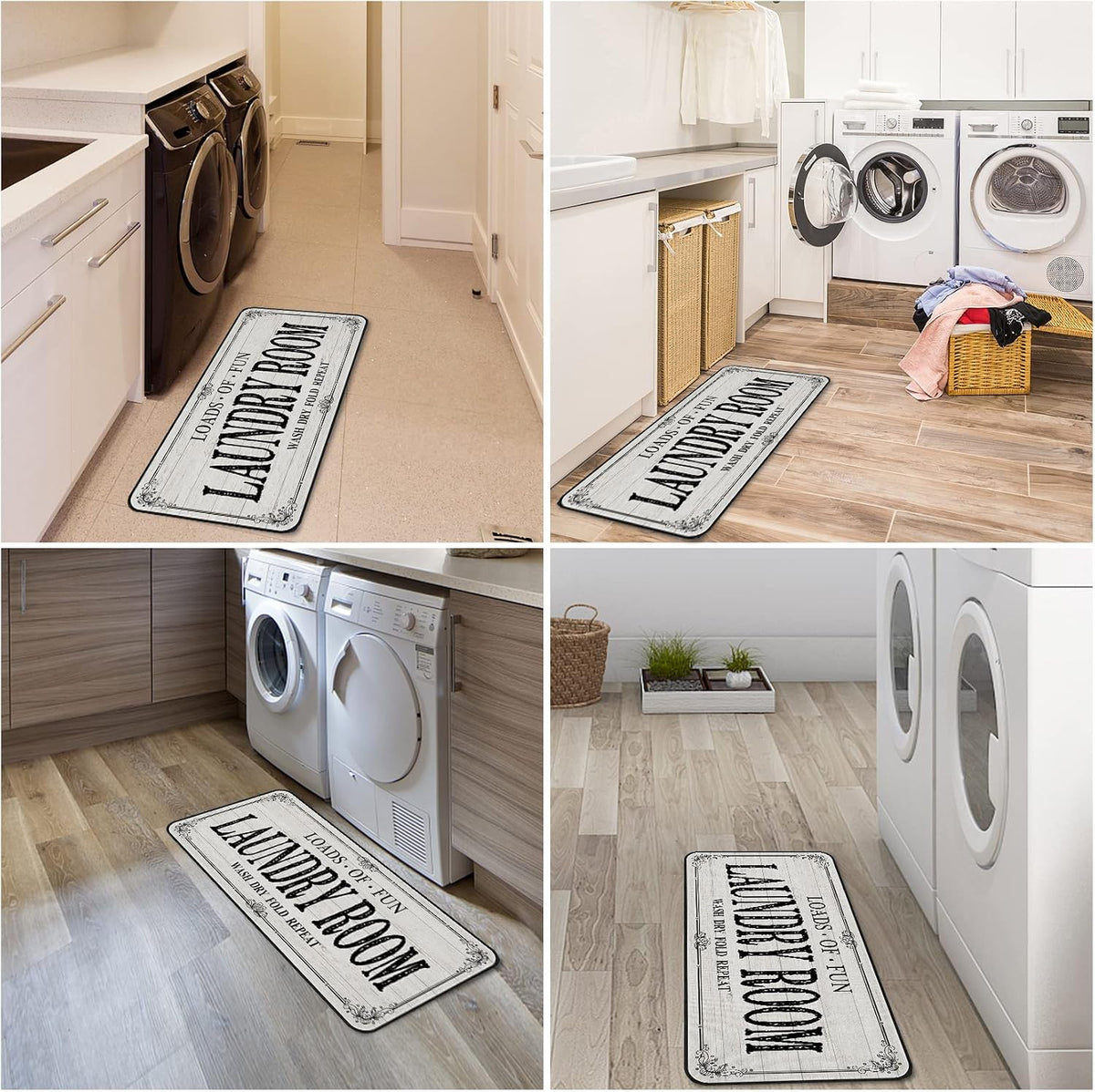 ROMAMIGO Laundry Room Rug Runner Non Slip Laundry Mats Mudroom Runner Farmhouse Kitchen Floor Mat Bathroom Laundry Room Decor Accessories(Beige, 20 X 47 inch)