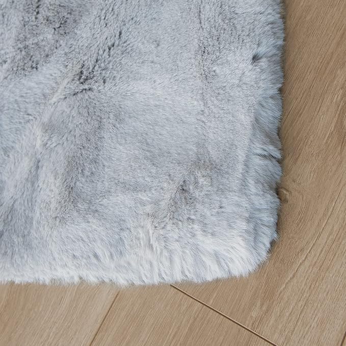ORINOVA Light Gray Faux Fuzzy Fur Washable Rugs - Image 9