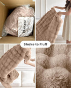 Ultra Soft Cozy Faux Fur Throw Blanket, Fuzzy Plush Thick Bubble Blanket - Image 4