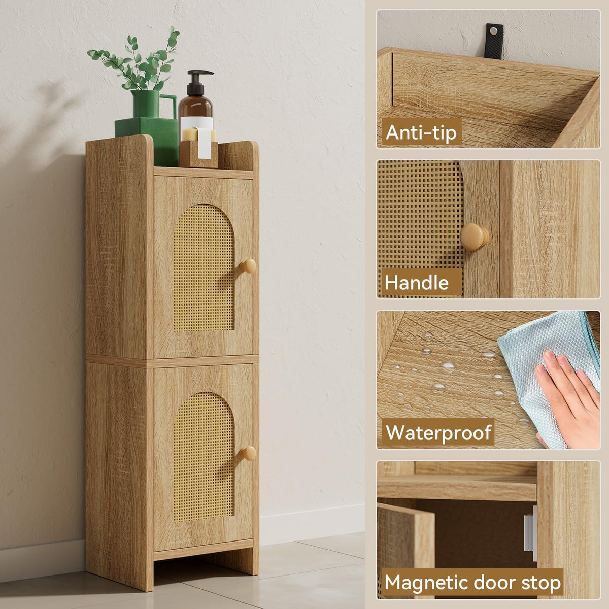 IBUYKE Small Bathroom Storage Cabinet Narrow Toilet Paper Holder UWBS001N