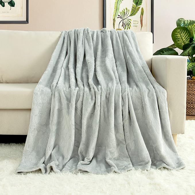 TOONOW Fleece Blanket Textured Fuzzy Plush Throw Blanket Twin Size 60" x 80" - Image 2
