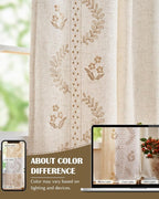 jinchan Belrose Lined Linen Blend Curtains Boho Floral Curtains - Image 8