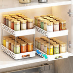 Pull Out Spice Rack Organizer for Cabinet, 2 Pack Widen Slide Out Spice Racks Organizer, Spice Cabinet Organizers, Cabinet Size Need:12'' Highx11'' Deepx6.75'' Wide,Hold 15 Spice Jar Each Tier-2Tier