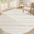 Nakagishi Round Rug Boho Area Rugs: 5x5 Washable Large Circle Neutral Soft by NakagishiAreaRug
