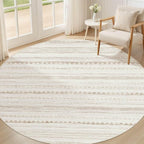 Nakagishi Round Rug Boho Area Rugs: 5x5 Washable Large Circle Neutral Soft by NakagishiAreaRug