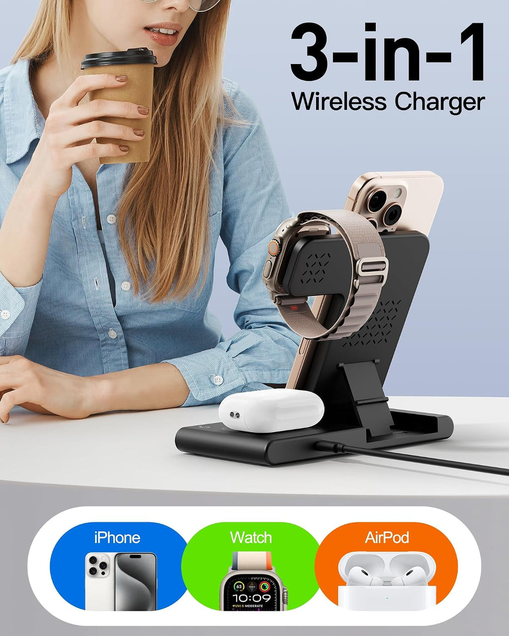 2026 Travel Portable Wireless Fast Charging Station for Apple