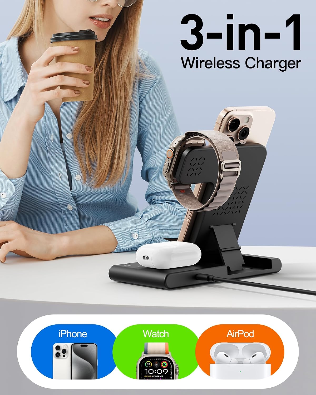 2026 Travel Portable Wireless Fast Charging Station for Apple