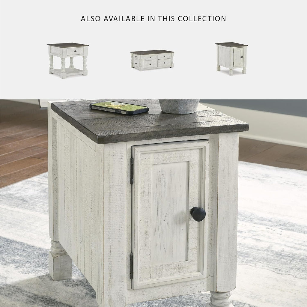Signature Design by Ashley 1-Piece Chairside End Table, White/Gray