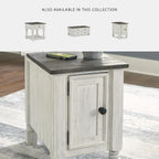 Signature Design by Ashley 1-Piece Chairside End Table, White/Gray