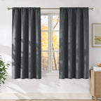 NICETOWN Charcoal Gray Faux Linen Room Darkening Rod Pocket Curtains 63 inch by NICETOWN