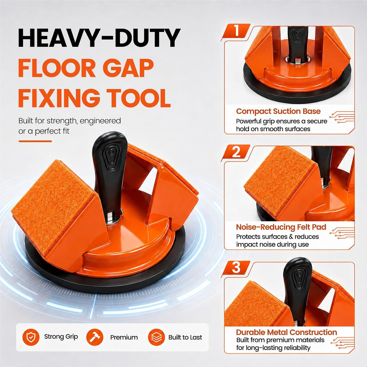 Floor Gap Fixer Tool Double 45° Suction Cup Repair Kit with Markers