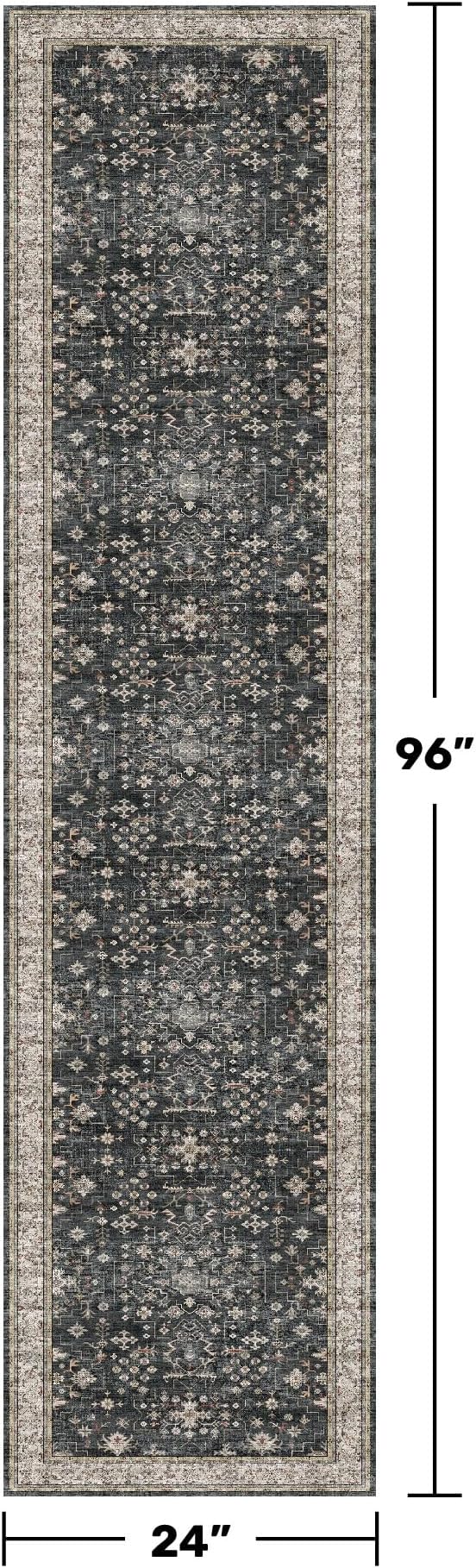 Black Washable 8ft Long Runners - Image 2
