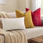 decorUhome Red Chenille Throw Pillow Covers 18x18 Set of 2 Textured Soft Cozy - Image 5