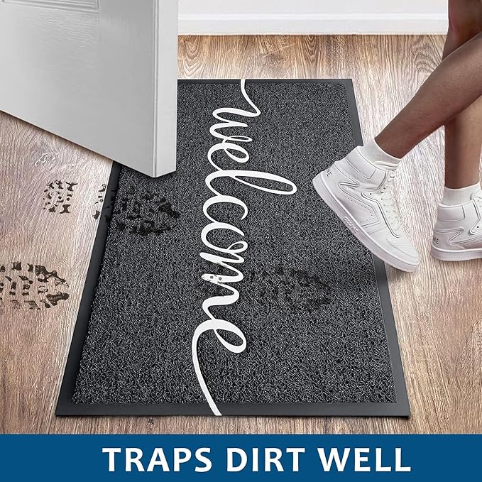 EARTHALL Door Mat 2-Pack Outside Inside Welcome Doormat 30"x17.5" Durable Floor - Image 5