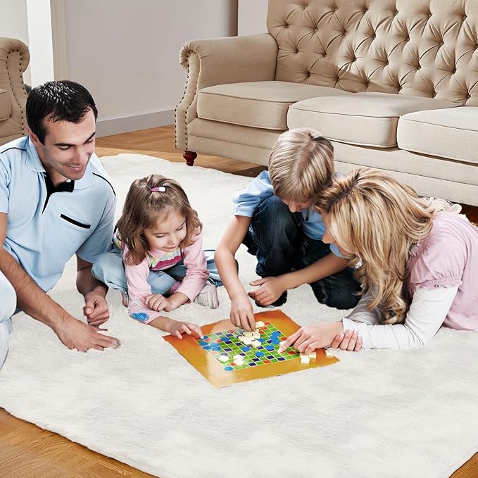 5x7 Cream White Cozy Shag Fluffy Area Rug - Image 3