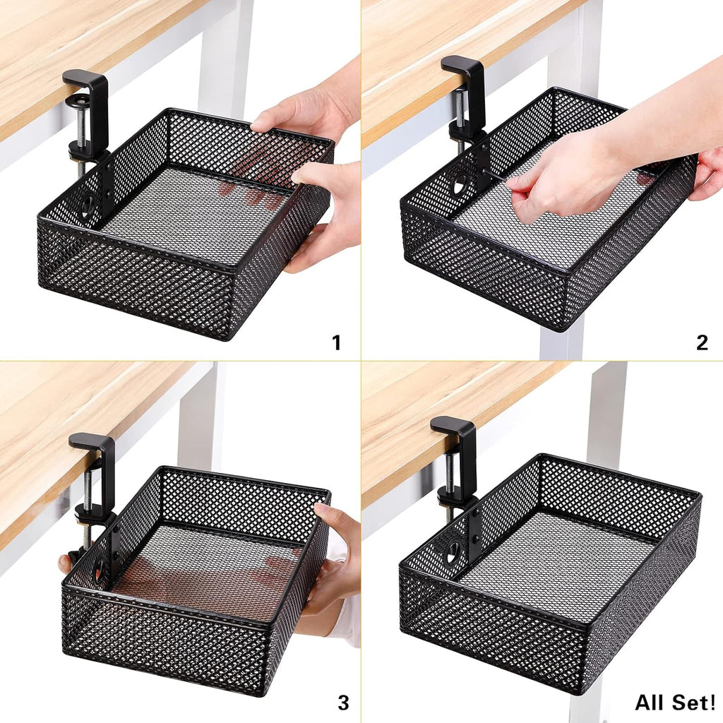 Under Desk Drawer, Clamp on Desk Organizer Hanging Desk Storage Under Table