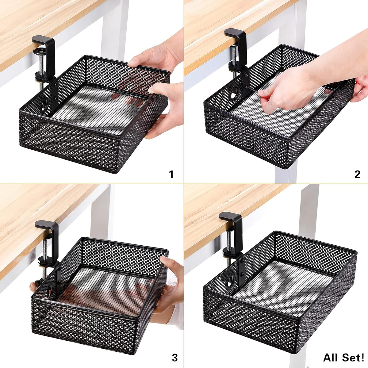 Under Desk Drawer, Clamp on Desk Organizer Hanging Desk Storage Under Table
