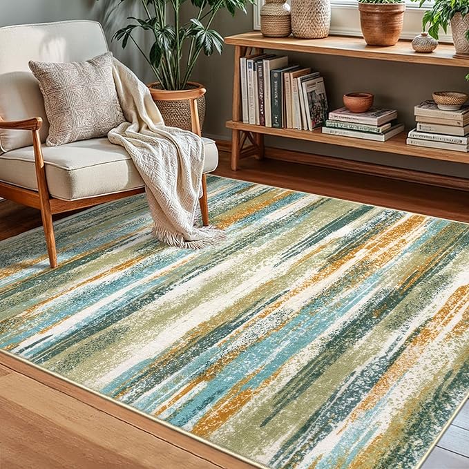 Lansny Modern Abstract Small Area Rug Indoor 3x5 Washable Rug Non-Slip Soft by lansny