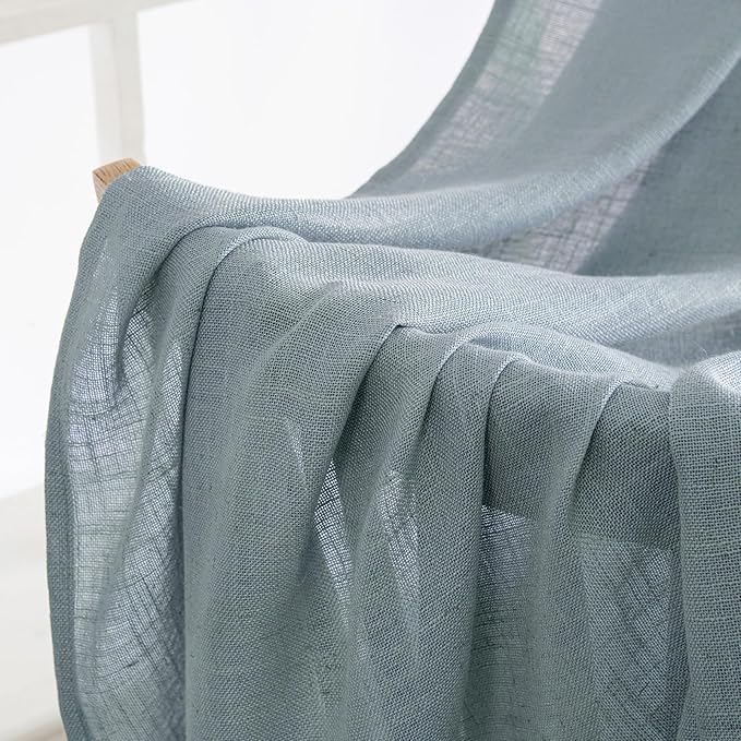 MIULEE Dusty Blue Linen Curtains 96 Inch Long 2 Panels - Image 5