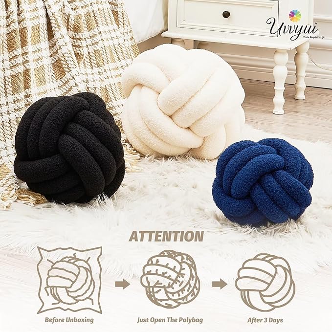 Uvvyui Knot Pillow Ball, Soft Home Decorative Pillows, Round Throw Pillow - Image 3
