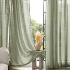 Linen Blend Sage Green Curtains 90 inch Length 2 Panels - Image 7