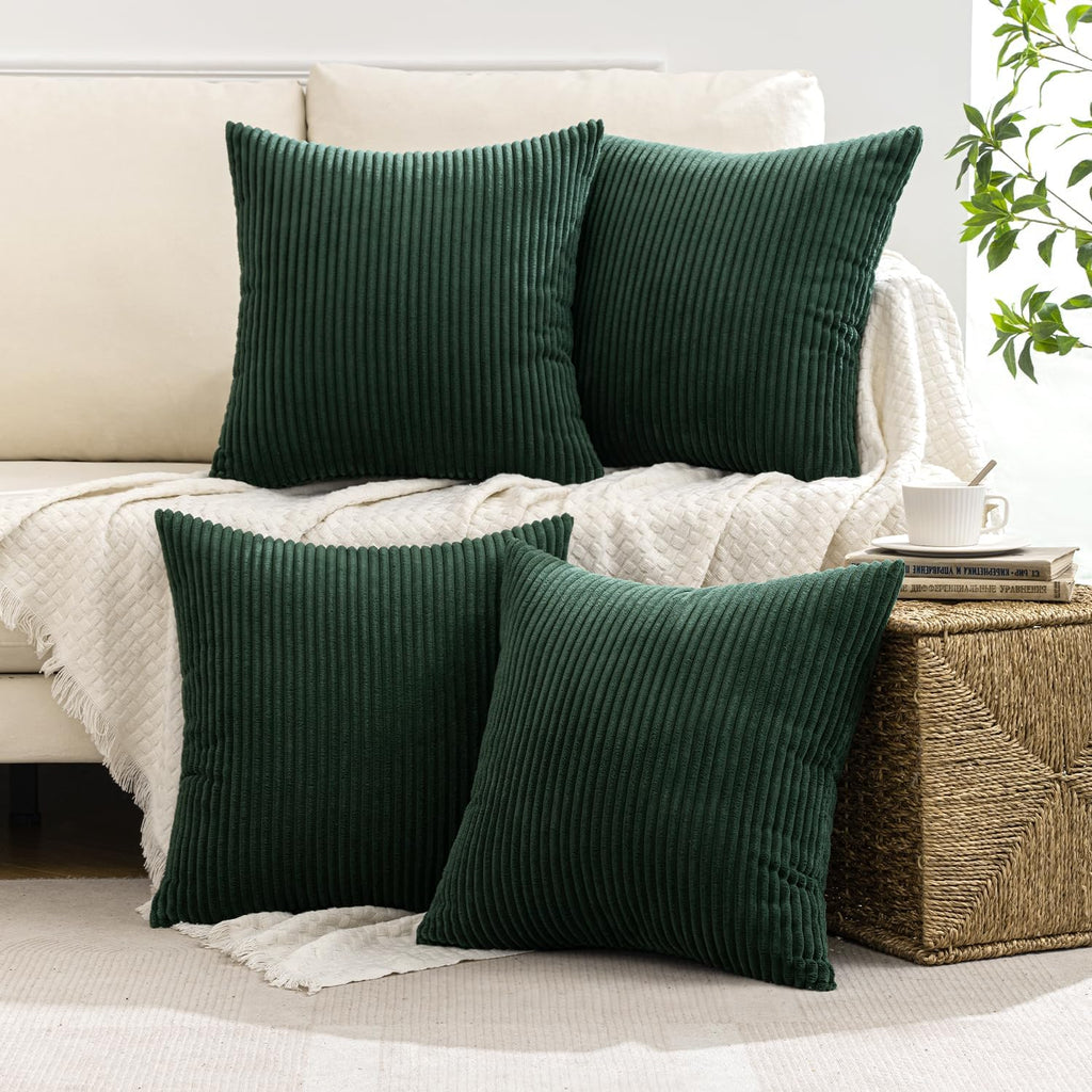 MIULEE Soft Corduroy Decorative Throw Pillow Covers Army Green 18x18