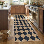 Lahome Colette Checkered Easy Jute Runner Rug, 2x8 Hallway Kitchen Runner Rug - Image 3