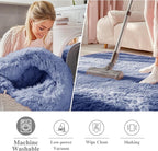 OLANLY Denim Blue Round Rugs for Bedroom - Image 2