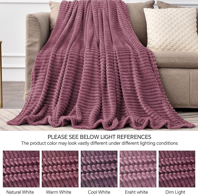 BEDELITE Fleece Blanket Twin Size – 3D Ribbed Jacquard Soft and Warm Decorative - Image 5