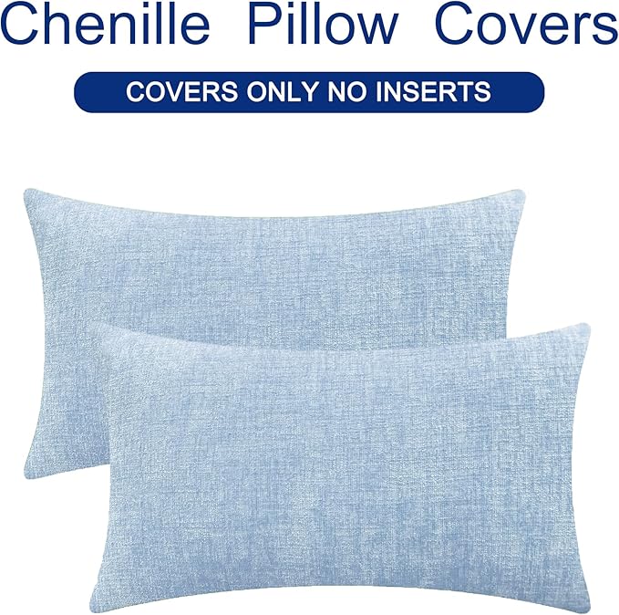 CaliTime Throw Pillow Covers Decorative 12 X 20 Inches Pack of 2 Cozy Chenille - Image 6