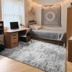 ONASAR Area Rugs for Bedroom Living Room, 4x6 Tie-Dyed Light Grey Fluffy Shaggy - Image 4