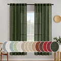 MIULEE Olive Green Linen Curtains 72 Inch Length 2 Panels by MIULEE