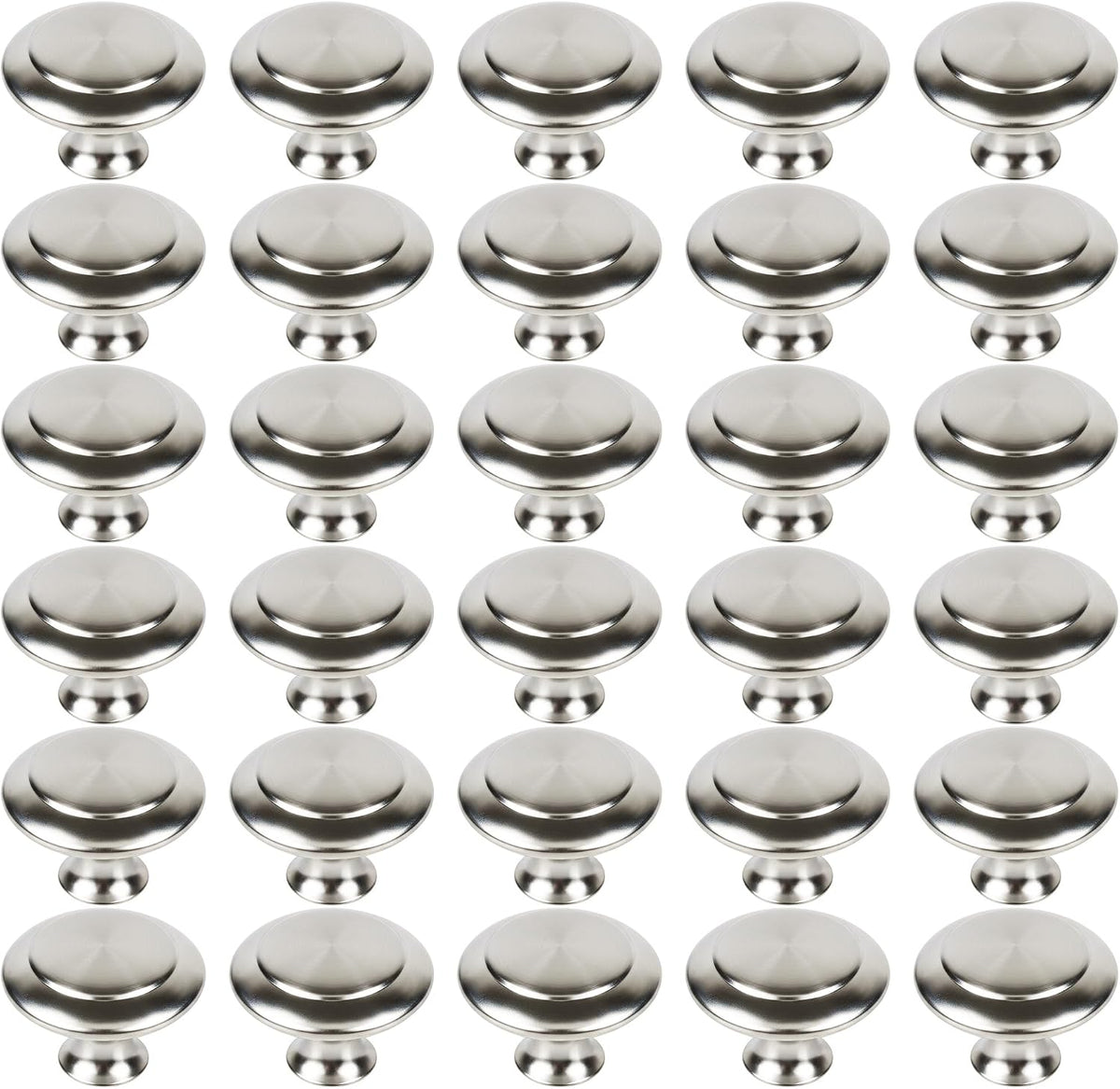 30 Packs Kitchen Cabinet Knobs Brushed Silver-Pull Hardware Handle,Drawer Knobs for Cupboard Door Drawer with Long Short Screws