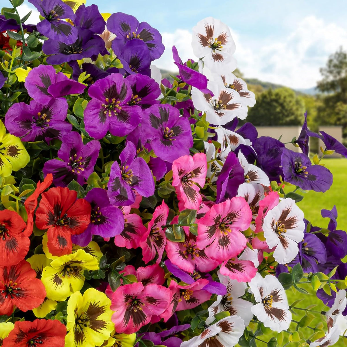 24 Bundles Artificial Fake Flowers Plants for Outdoor Decoration(6 Color)