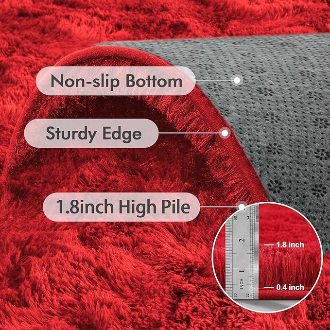 4x6 Ft Red Shag Rugs for Bedroom Living Room Decor, Ultra Soft Fluffy Furry - Image 5