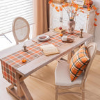 AQOTHES Plaid Fall Thanksgiving Rust Orange Table Runners 90 inches Long