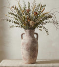 Ceramic Flower Vase with Handles,12" Neutral Tall Clay Terracotta Vases Farmhouse Table Vases with Handle Living Room Decor Rustic Pottery Pots for Home Shelf Coffee Dining Desk Fireplace