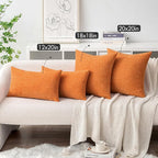 MIULEE Pack of 2 Orange Throw Pillow Covers 20x20 Inch Soft Chenille Pillow - Image 4