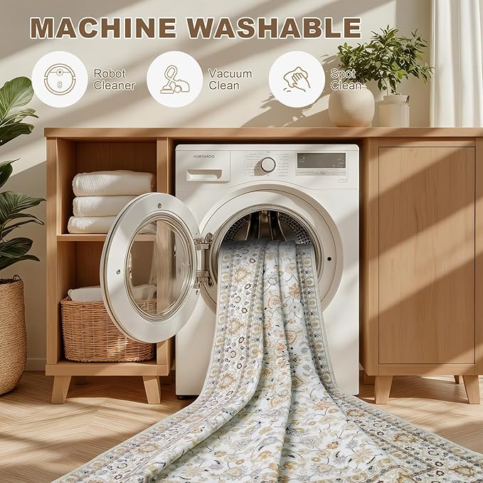 3x5 Area Rugs Living Room Rug: Washable Vintage Boho Rug No Slip Stain - Image 7