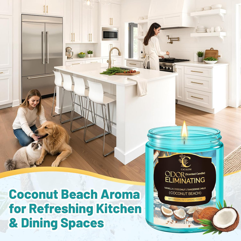 C
CACALOM
Odor
Eliminating
Candle,
Home
Scented
Candles,
Coconut
Beach,
7oz
