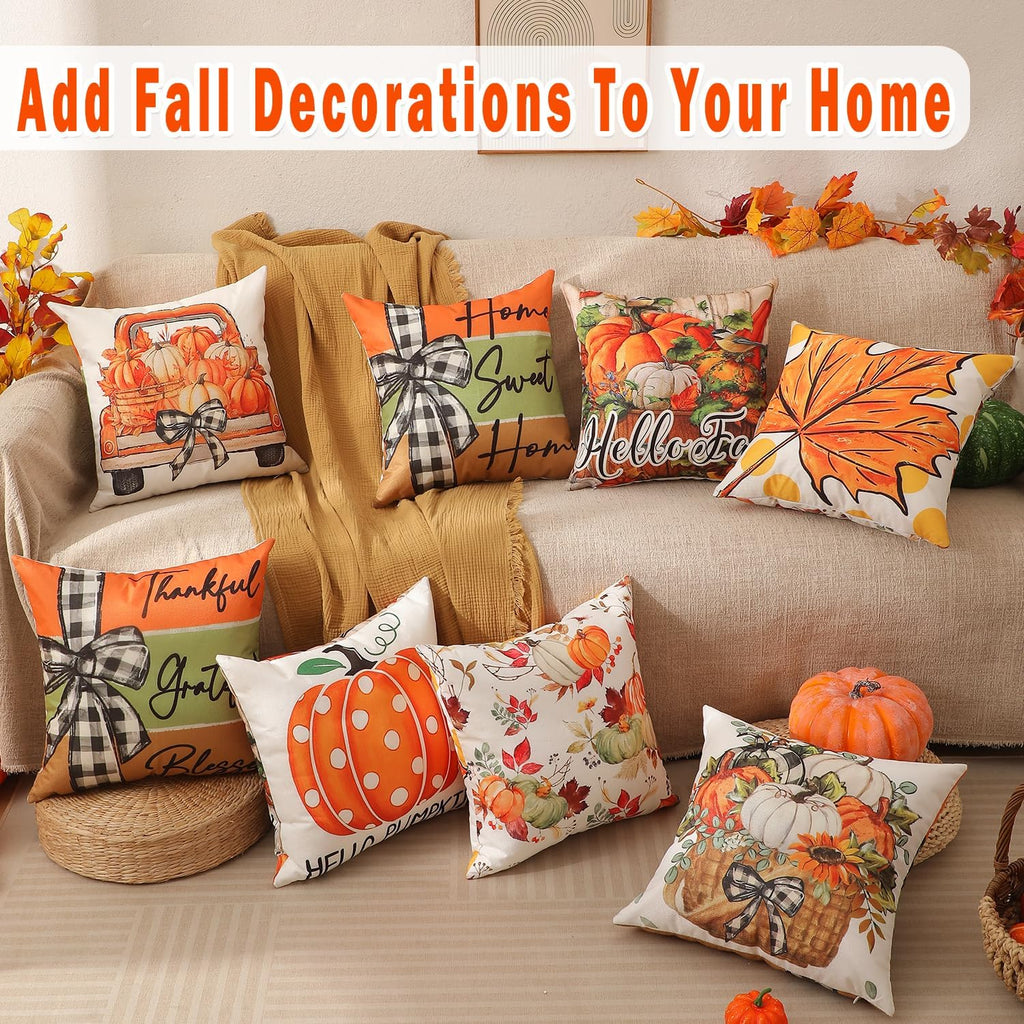 multiwins Fall Pillow Covers Pumpkin Polka Dot 20x20 4Pcs Double-Sided