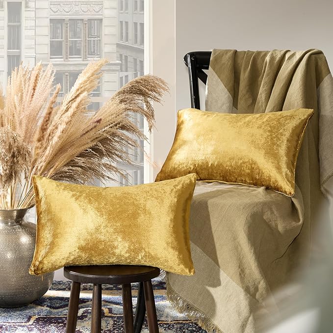 GIGIZAZA Gold Velvet Decorative Throw Pillow Covers by GIGIZAZAFocusingonhomedecoration