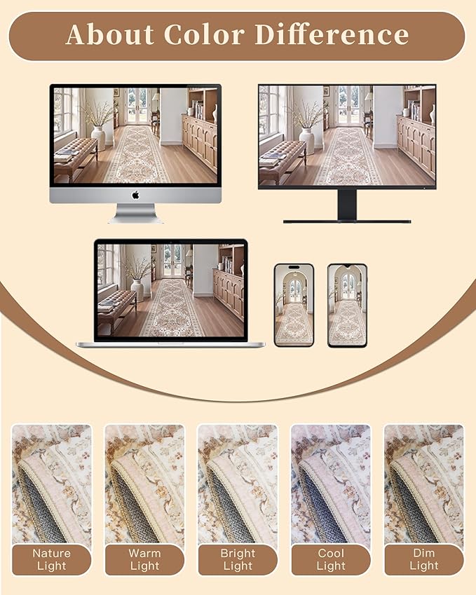 Madane Runner Rug 2x8, Washable Hallway Runner Rugs, Non-Slip Low-Pile Soft - Image 9