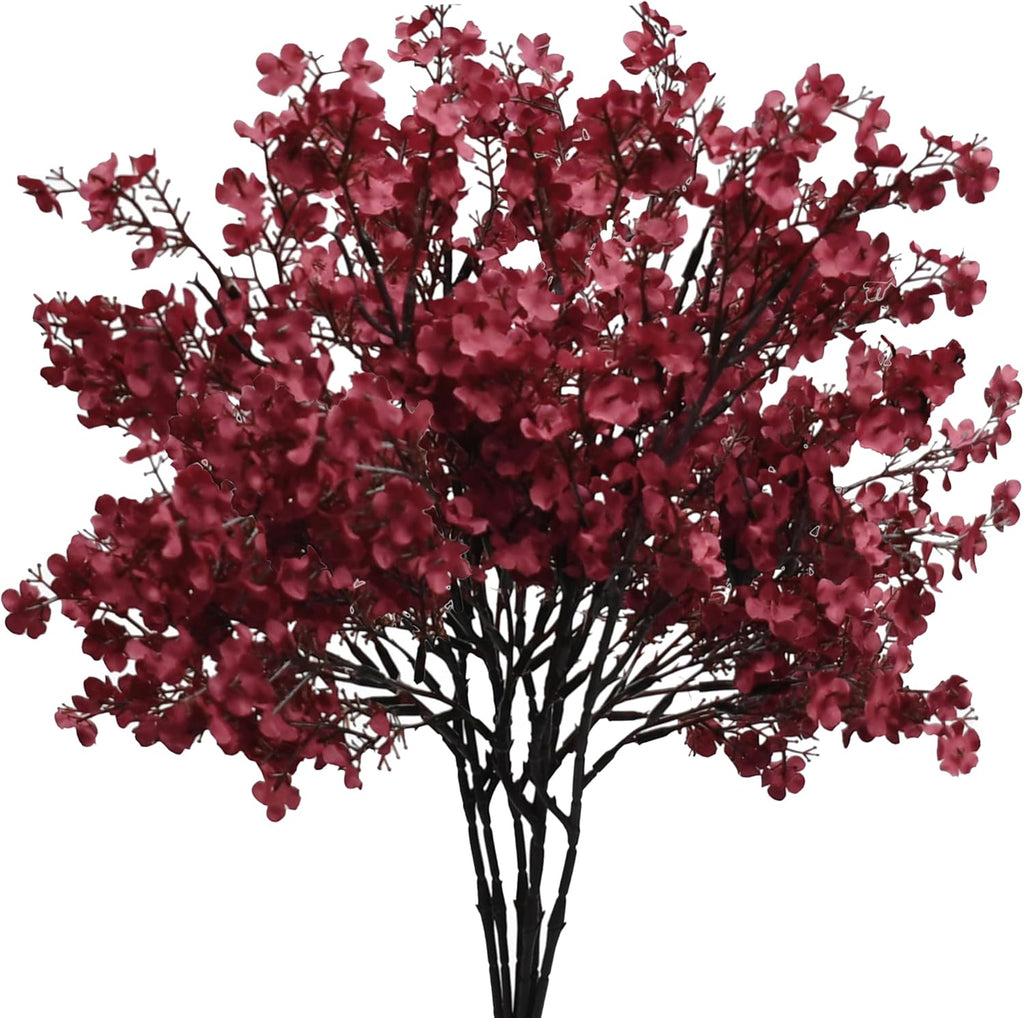 Mandy's 6 Bundles Artificial Burgundy Baby’s Breath Flowers