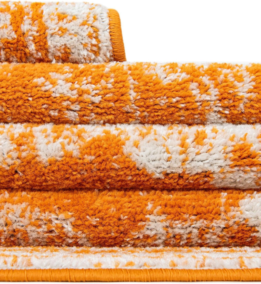 Unique Loom Bromley Collection Area Rug - Wells (3' 1" Round Orange/Ivory)