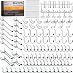 INCLY 176PCS Black Pegboard Hooks with Peg Locks, 1/4" Heavy Duty Metal