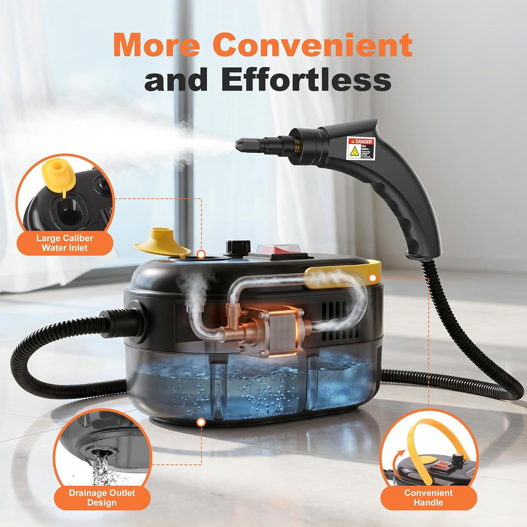 CE-01 Portable Steam Cleaner with Accessory Kit, High Temperature Handheld Steam Cleaning Machine for Home, Kitchen, Bathroom, Tile Grout, Sink, Range Hood, Car Interior and Household Surfaces