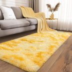 Soft Runner Rugs for Bedroom Hallways, 2x6 Tie-Dyed Yellow Fluffy Shag Throw - Image 5